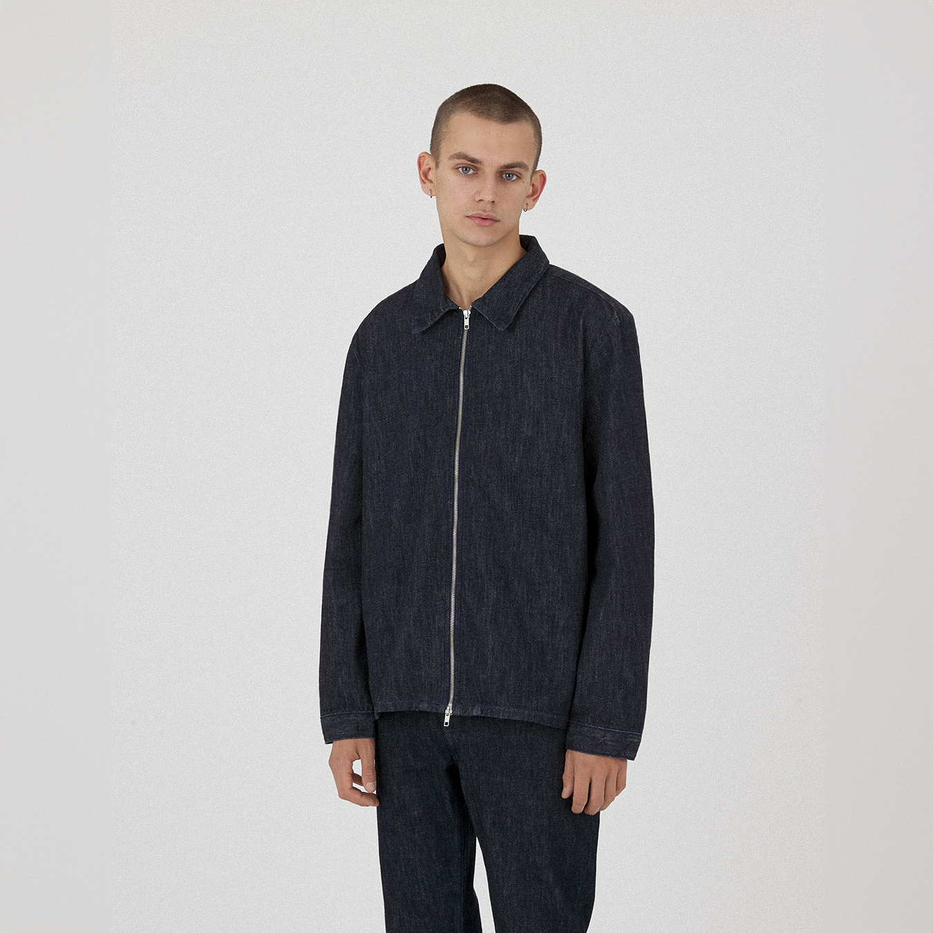 zipper overshirt _ rinsed indigo selvedge denim