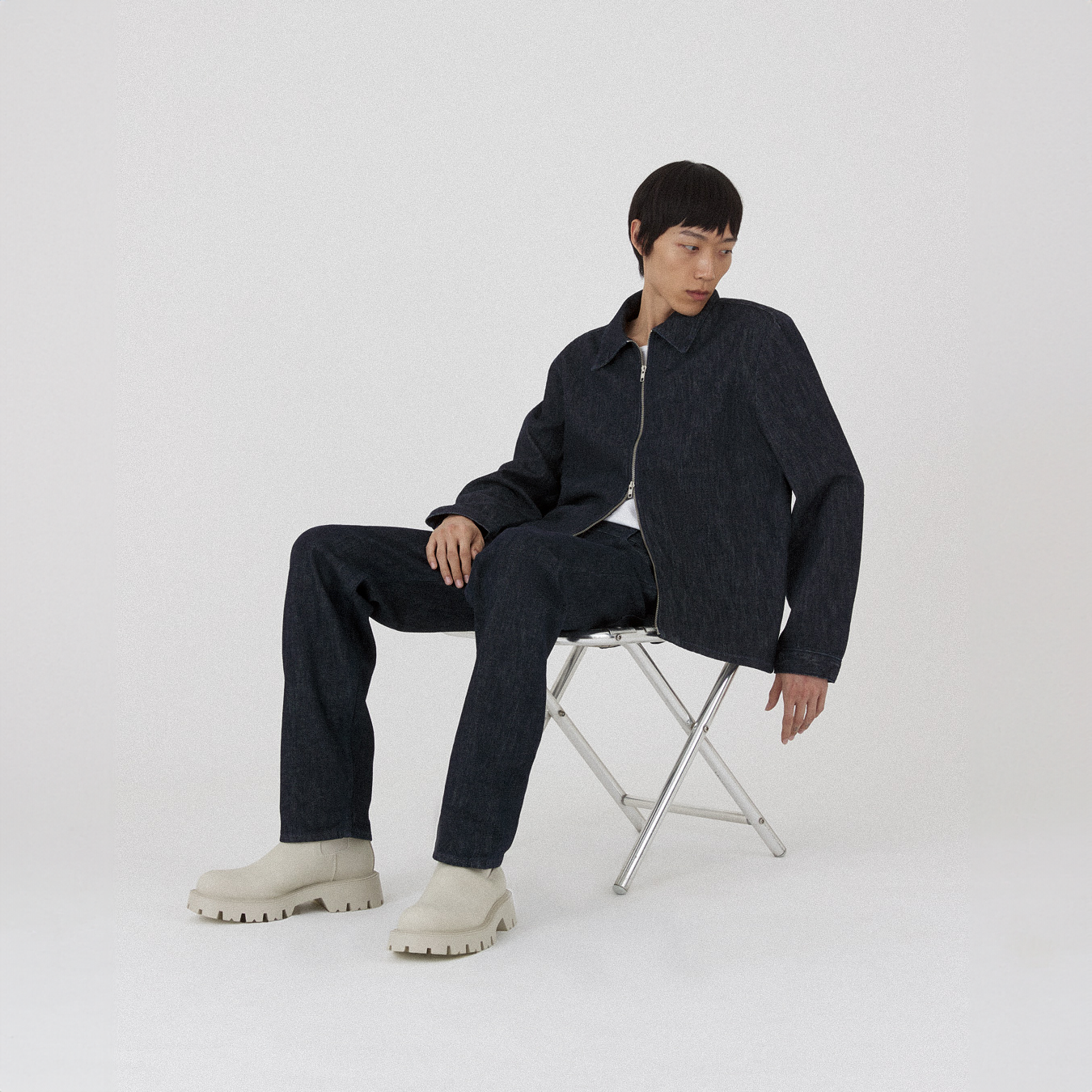 zipper overshirt _ rinsed indigo selvedge denim