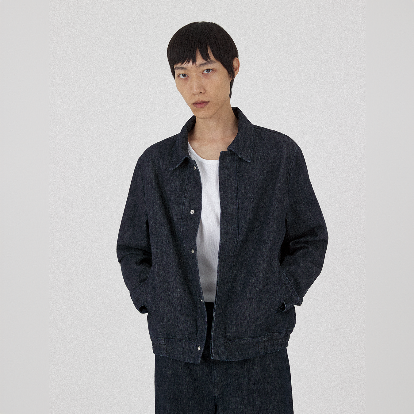 bomber jacket _ rinsed indigo selvedge denim