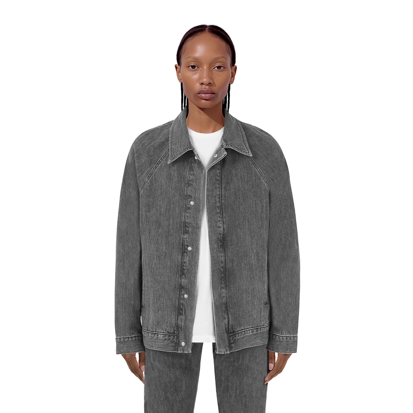 raglan jacket _ washed grey selvedge denim