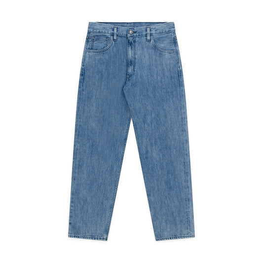 relaxed tapered jean _ acid wash selvedge denim