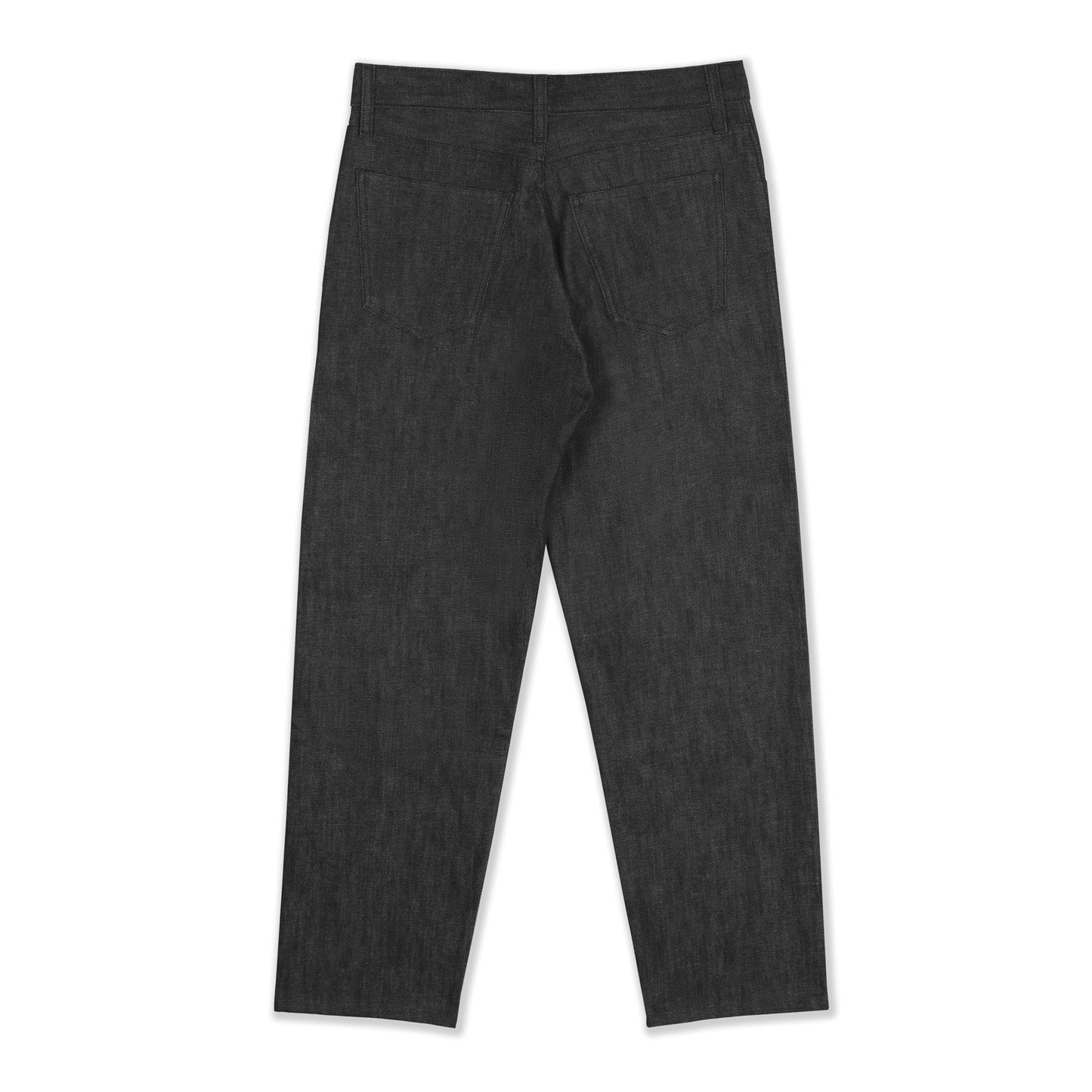 relaxed tapered jean _ raw black selvedge denim