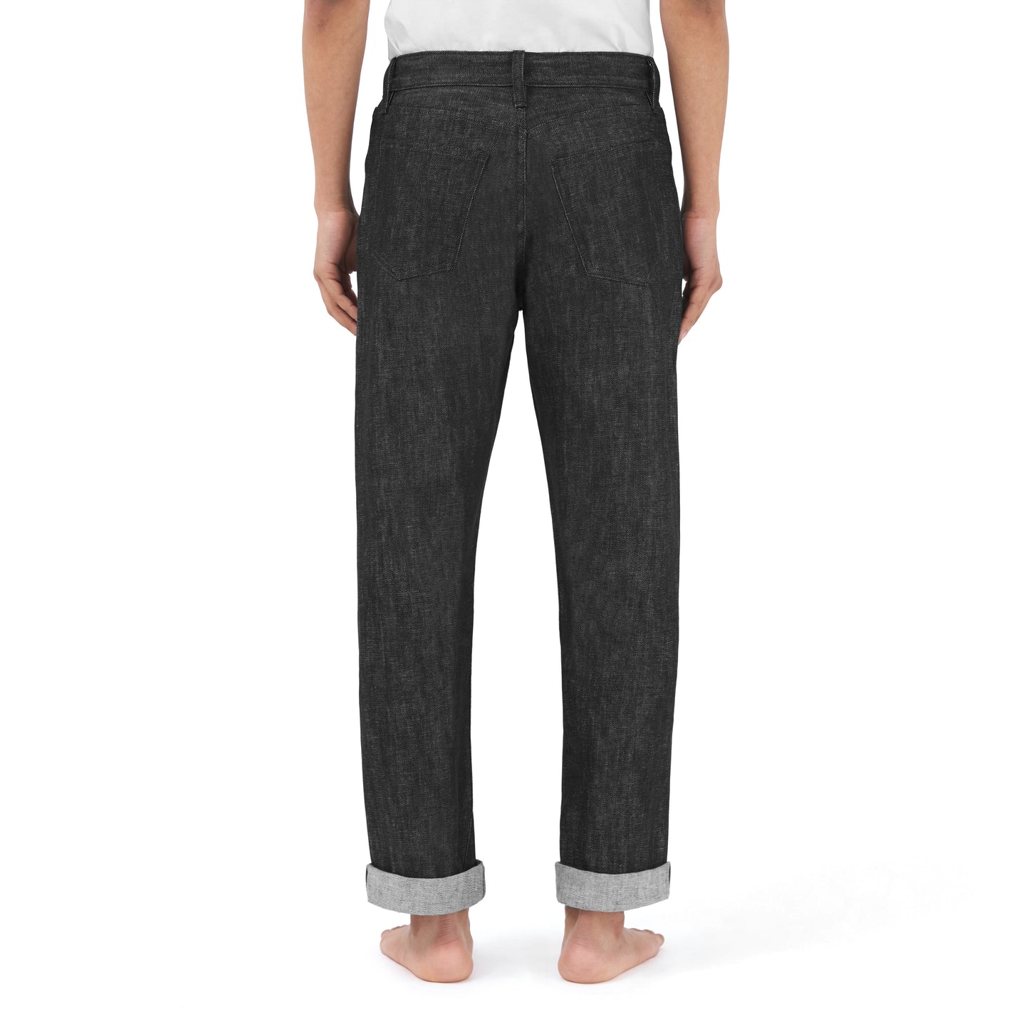 relaxed tapered jean _ raw black selvedge denim