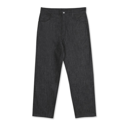 relaxed tapered jean _ raw black selvedge denim