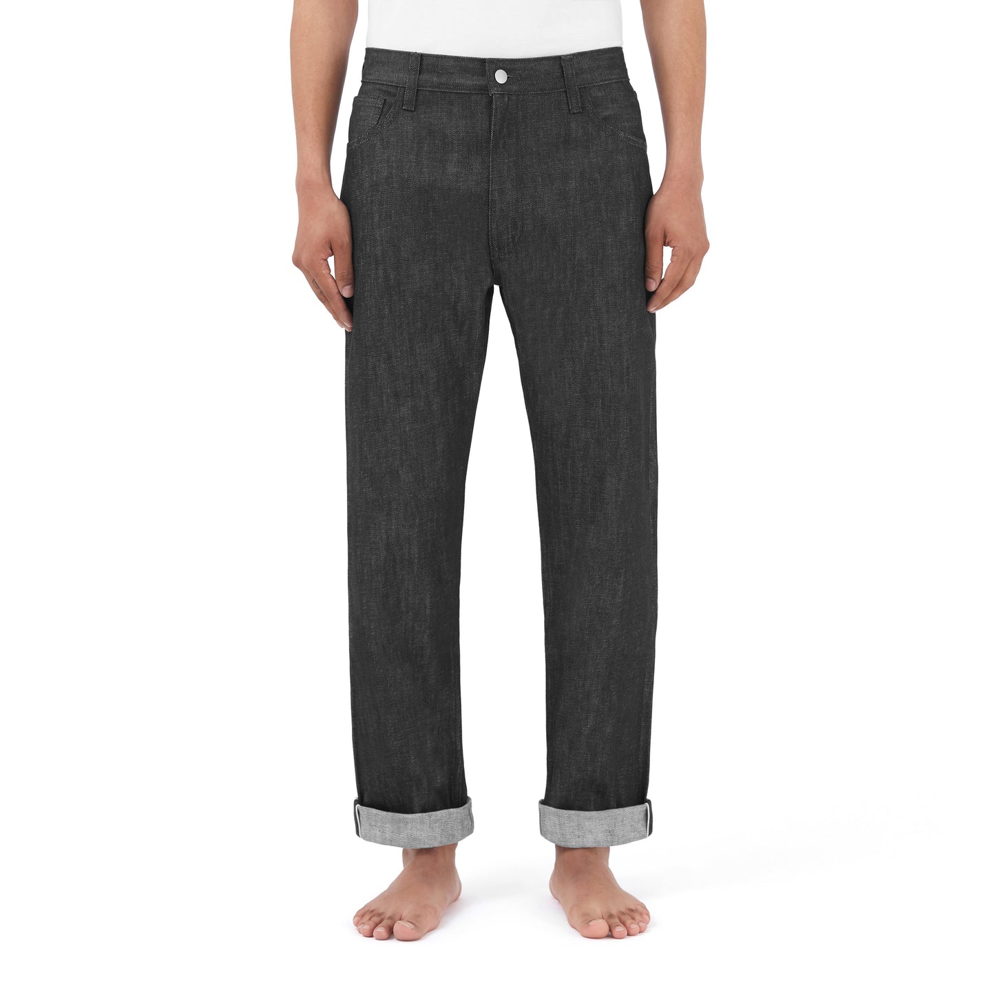 relaxed tapered jean _ raw black selvedge denim