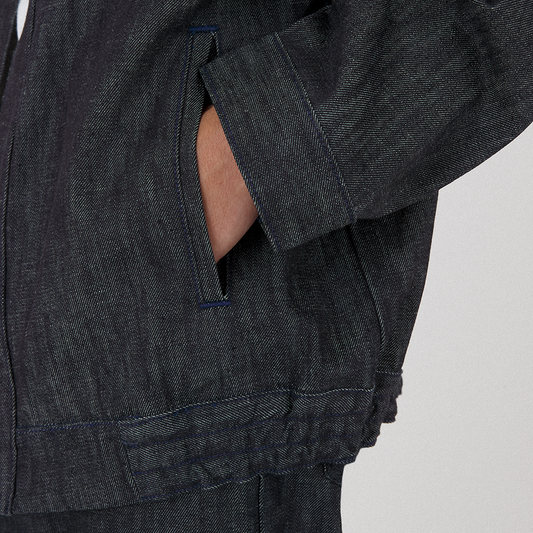 bomber jacket _ raw indigo selvedge denim