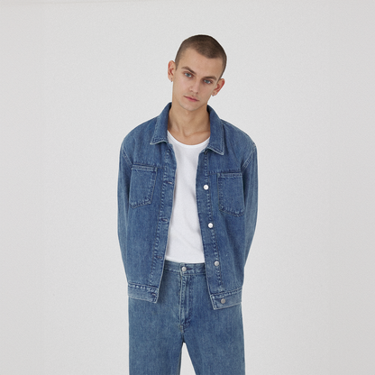 pocket jacket _ acid wash selvedge denim