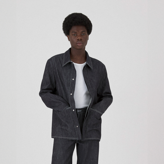 work jacket _ raw indigo selvedge denim w/ contrast