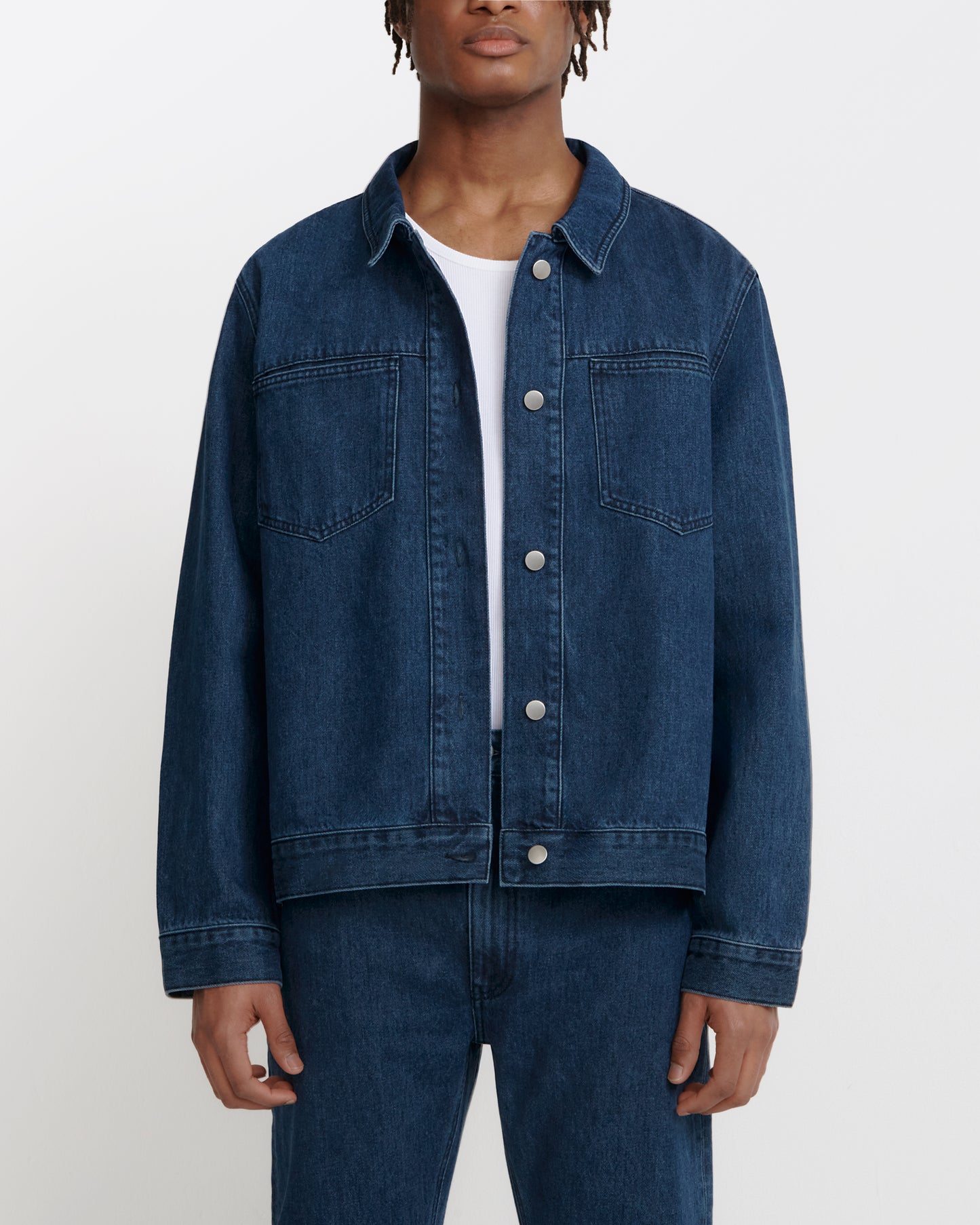 oversized jacket _ dark wash denim