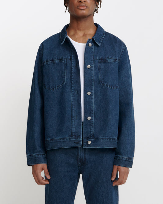 oversized jacket _ dark wash denim