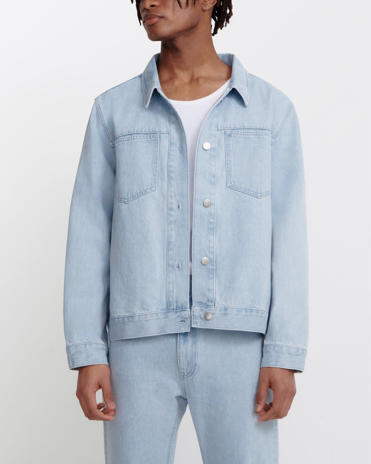oversized jacket _ light wash denim