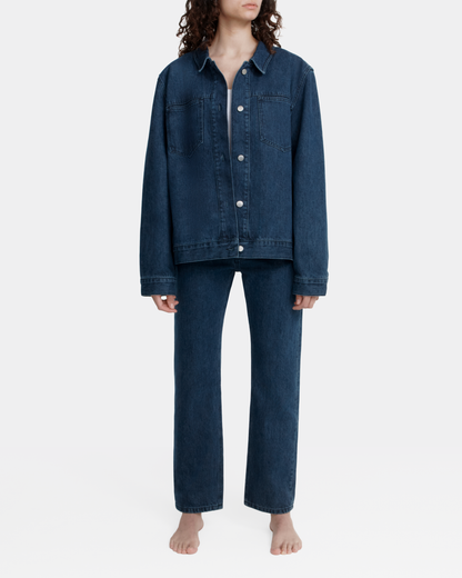 oversized jacket _ dark wash denim