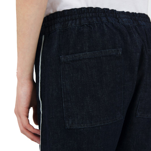 selvedge stripe track pants _ rinsed indigo