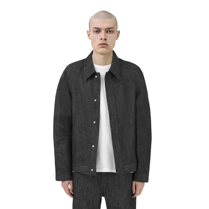 raglan jacket _ raw black selvedge denim