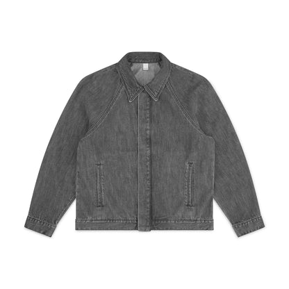 raglan jacket _ washed grey selvedge denim