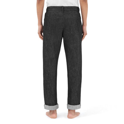 relaxed tapered jean _ raw black selvedge denim