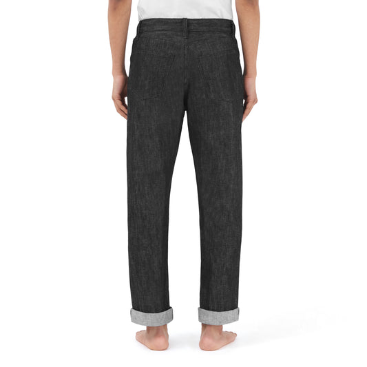 relaxed tapered jean _ raw black selvedge denim