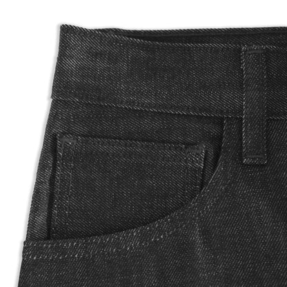 relaxed tapered jean _ raw black selvedge denim