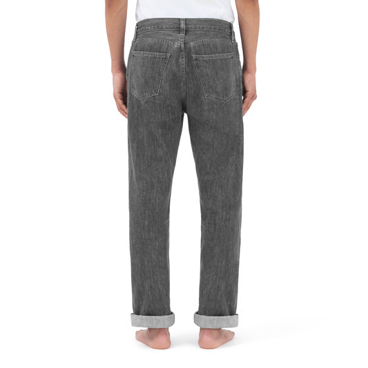 relaxed tapered jean _ washed grey selvedge denim