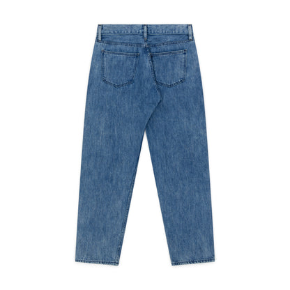 relaxed tapered jean _ acid wash selvedge denim