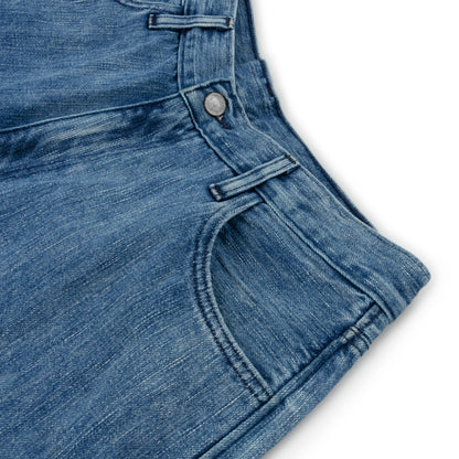 relaxed tapered jean _ acid wash selvedge denim