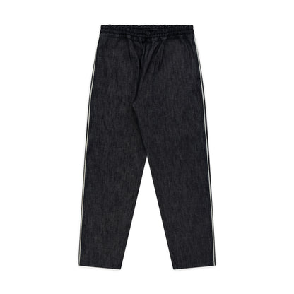 selvedge stripe track pants _ raw indigo