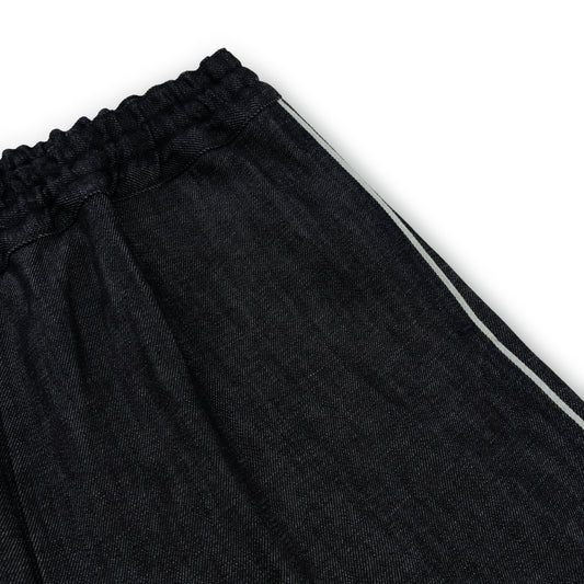 selvedge stripe track pants _ raw indigo